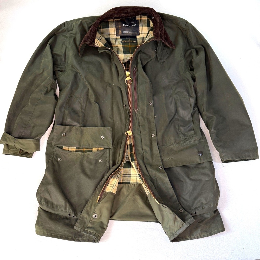 Barbour Border Waxed Cotton Jacket A330 Sage Green Size C42/107cm Made England